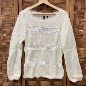 Simons Cream Textured Knit Sweater